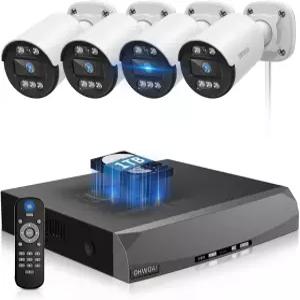 양방향 오디오 PoE 카메라 시스템 실외 4K 8CH NVR 시스템이 장착된 5MP 유선 가정용 감시 비디오 DVR 키트