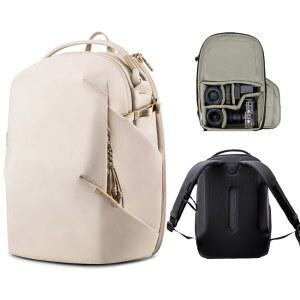 PGYTECH OneGo Lite 16L 카메라 백팩 방수 DSLR / 소니용 미러리스 캐논 후지필름, 드론 백팩, 트립포드 마운트 여행 및 14인치 노트북용 주말 사진 팩 (크림)