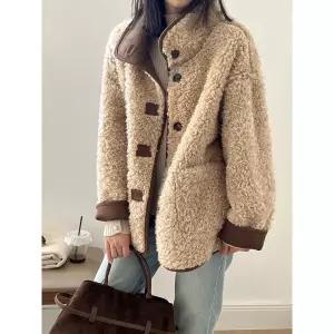 볼사스 여성 모피 코트 리버시블 양면 무스탕 일체형 스웨이드 겨울 보온 ADOR4