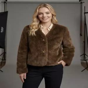 [노블밍크]CJ1005 엘레강스 페이크퍼 자켓 다크브라운