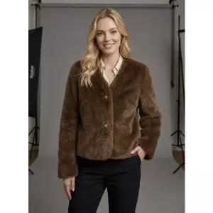 [노블밍크]CJ1005 엘레강스 페이크퍼 자켓 다크브라운