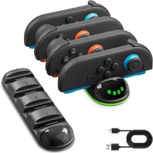 닌텐도 스위치 2 컨트롤러용 GLDRAM 4 in 1 충전 벨트 조이패드용 타입-C 케이블이 장착된 휴대용 마그네틱