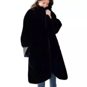 여성 여자 겨울 방한 인조 밍크 퍼 롱 코트 자켓 아우터