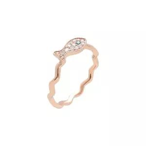 [레쿠]14k 랩다이아몬드 럭키 붕어빵 반지