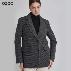 오조크 울 블렌디드 헤링본 투버튼 자켓