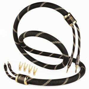 todn 애호가 플러그 케이블용 듀얼 스페이드 케이블(6.5피트/2m, 차폐 occ 케이블 및 포함된 1개) 코어, 플러그가 오디오 스피커 바나나 애호가,