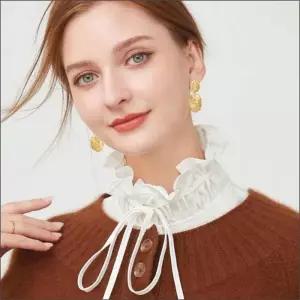 블라우스 카라 하이넥 리본 러플 넥케이프 페이크