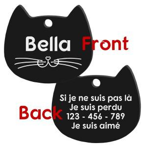 사용자 정의 고양이 얼굴 ID 개 태그 이름 스테인레스 스틸 플레이트 장식 번호가있는 된 조각 동물 체인