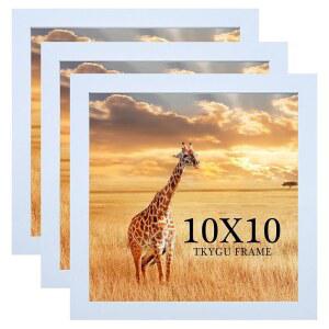 TKYGU 10x10 액자 세트 3개, 흰색 나무 10 x 정사각형 벽 갤러리 포스터 벽걸이용 내구성이 뛰어난 플렉시글라스 사진