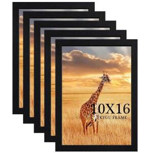TKYGU 10x16 액자 5개 세트, 우드 프레임 벽 갤러리 포스터 사진 액자, 벽걸이 가족을 위한 내구성 있는 깨짐 방지 플렉시글라스 - 친구 결혼식 최고의 선물