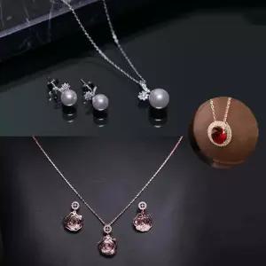 오엘라 주얼리 목걸이 귀걸이 세트(천연 다이아몬드세트+스와로브스키세트+루비목걸이+마스크걸이)