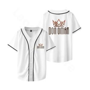 Don Omar 백 투 레게톤 투어 저지  캐주얼 야구 셔츠  힙합 재킷  V넥 반팔  빈티지 유니폼  패션