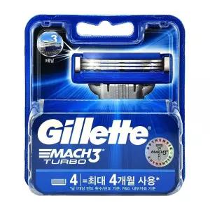 [모두쇼핑]질레트 마하 터보 면도날(4입)(공식수입품) 면도날 마하3 3중날