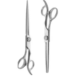 바비온 반려동물 애견 일자 틴닝 2종 미용 가위 세트 BNA