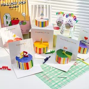 어립이집 유치원 팝업 카드 귀여운 생일 6개편지 엽서 메세지 축하 현지봉투 파티소품 케이크 이벤트 입체
