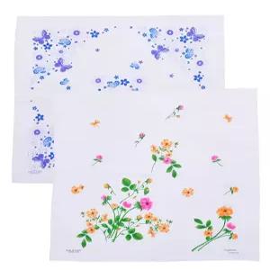 은은한 이중 순면 가제나염 정사각형 꽃프린팅 손수건 SN2201-0213