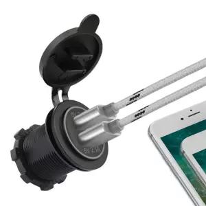USB 충전 2포트 차량용소켓 4.2A DIY원형 매립형시가 형USB 볼트메타 게이지 시가 매립형