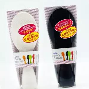 밥주걱 일본산 스탠딩 더블엠보싱 화이트토끼 나무 스패츌러 부드러운 실리콘 스탠드 세우는 귀여운