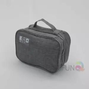 2단 전자기기파우치 그레이 맞춤가방 멀티 랜케이블 기가방 2단파2우치 전선파 칸막이수납 맞춤 케이블파