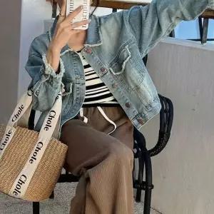 청자켓 데님 여성 수술 크롭기장 5단추 소매롤업 헤짐쟈 후리스 아노락 트위드가디건 야상 세일러퍼 호피