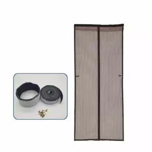 방충 망 모기장 브라운 출입구 문무턱이방충망 출입 문망 찍찍이 붙이는 탈부착 자석 현관 셀프 자동