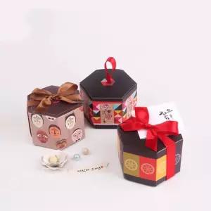 키밍 명절 포장 선물박스 꽃무늬 접이식 육각형 10p 종이케이스 상자 10개입 부귀화 모란 기쁨 달례품 미니