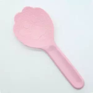 밥주걱 일본산 야옹이 더블엠보싱 핑크귀여운 토끼 나무 스패츌러 부드러운 실리콘 스탠드 세우는