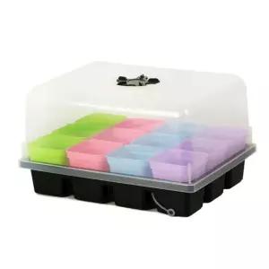 사각 포트 레이 셋트 12구 7x8cm씨앗 모종재배틀 새싹재 모종판 제초매 키우기 재배기 식물