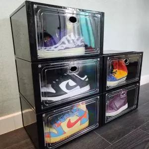 운동화 수납 정리 조립식 신발장박스 장대 튼튼한 리빙 블랙 화케이스