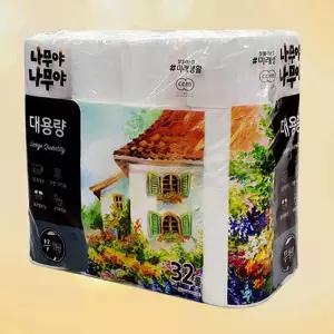 쿨샵 나무야야 3겹데코 엠보싱 대용량 32롤 화점보장지 휴지 업소용장지 식당장지 2겹 케이스 디스펜서 장