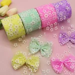 리본 망사 끈 포장 공예 헤어핀 만들기 선물 데이지 롤리본 면리본 원단 재료 롤형 DIY