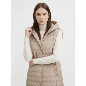 [하프클럽/샵앤]여성 경량 후드 퀼팅 레이어드 패딩 롱조끼 JVL-WVS-21038-베이