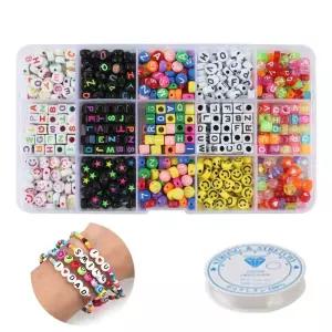 비즈아트 이니셜 15종 + 우레탄줄1 DIY 간편세트만들기 팔찌 재료 공예 만들기 부자재 우레탄 네일