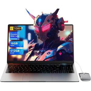 SaintDISE 15.6인치 노트북 컴퓨터 - 쿼드코어 N95 프로세서(최대 3.4GHz) 노트북 PC 16GB DDR4 512GB SSD, 학생 비즈니스 노트북 지원 터치 ID, WiFi, BT4.2, HDMI, USB 3.0