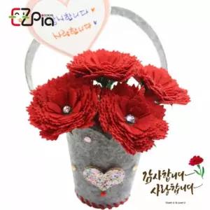 글로벌이지 뚝딱 펠트 카네이션 꽃바구니 만들기 1인용