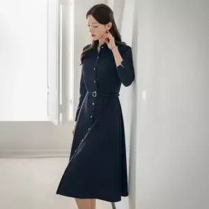 XXL까지) 오카 셔츠형 포켓 벨트 플레어 원피스 봄 가을 하객룩 오피스룩 모임룩 격식룩 빅사이즈