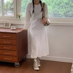 여성 휴양지 롱원피스 볼륨 소매 쉬폰 캐주얼 (WFKNXPY)