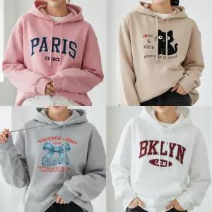 [사라걸스]국내자제체작 겨울 후드티 맨투맨 기모 긴팔 티셔츠 후드집업 자수 빅사이즈여성의류 반팔티