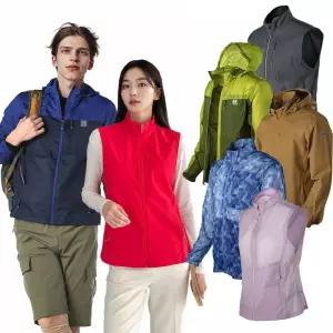 봄 여름 남여 작업복 등산 바람막이 자켓 기능성 경량 쿨 망사 조끼 모음