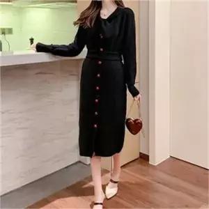 [오노마] ONM 리본 원피스 핏 쉐브론 허리밴드 니트원피스 (S8055660)