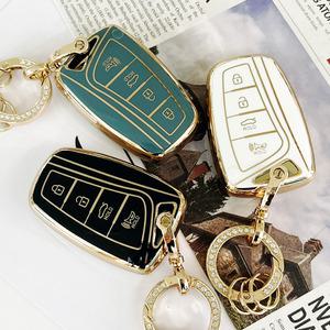 TPU 현대차키케이스+큐빅키링/4버튼 싼타페DM,그랜져HG,제네시스DH,G80 스마트키케이스 키홀더