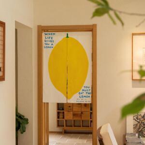 레몬 패브릭 포스터 가림막 가리개 다용도실 커튼 가벽커튼 공간분리 그림 천 창문가리개