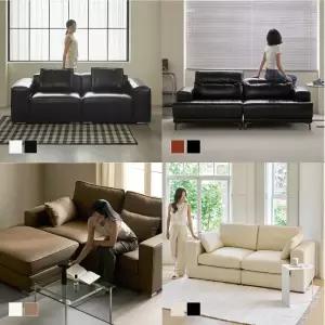 [2월 5% 최종판매가 280,310] 휴도 구름의 동백 모음전 모듈형 취향 헤드틸팅 가죽 소파 3인 (미니쿠션 제공)