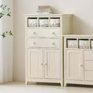 밀키웨이 아쿠아 원목도장 라탄 하이 수납장