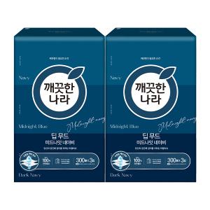 깨끗한나라 딥무드 미드나잇 네이비 미용티슈, 300매, 3입, 2개