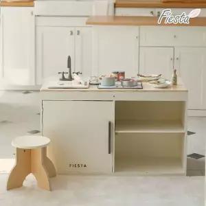 [보리보리/피에스타]피에스타 우드 주방놀이 아일랜드 크림화이트