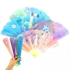 큐티 미니 접이식 부채 휴대용 애니멀 캐릭터 랜덤 컴팩트 손부채 3개