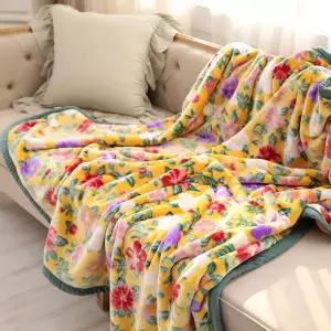 레트로 플로랄 양면 두꺼운 밍크 극세사 블랭킷 담요 소파 이불 캠핑