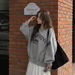 [빅사이즈]이블렛 체뷰하 양기모 레터링 맨투맨 제이스타일