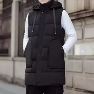 고품질 남자 겨울 방한 경량 조끼 올블랙 롱 패딩 베스트 (WFK6DQ7)